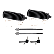 6-Piece Kit Driver and Passenger Side Suspension Kit, includes (4) Tie Rod End and (2) Steering Rack Boot