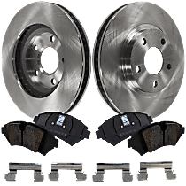 Front Brake Disc and Pad Kit, Plain Surface, 5 Lugs, Ceramic, Sedan, Pro-Line Series