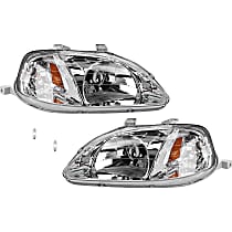 6-Piece Kit, Driver and Passenger Side Incandescent Headlight, With bulb(s), OE Replacement, Includes (2) Headlight and (4) Light Bulb