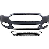 2-Piece Kit Front Primed Bumper Cover,  Includes (1) Bumper Cover and (1) Bumper Grille