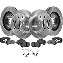 Front and Rear Brake Disc and Pad Kit, Plain Surface, 5 Lugs, Ceramic, Cast Iron, Pro-Line Series