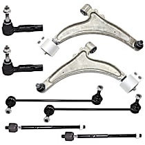 8-Piece Kit Front, Driver and Passenger Side, Lower Control Arm, Front Wheel Drive, Without Performance Suspension,  Includes (2) Control Arm, (2) Sway Bar Link, and (4) Tie Rod End