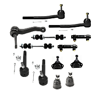 13-Piece Kit Idler Arm,  Includes (4) Ball Joint, (1) Idler Arm, (2) Sway Bar Link, (2) Tie Rod Adjusting Sleeve, and (4) Tie Rod End