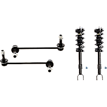 4-Piece Kit Front, Driver and Passenger Side Fully Loaded Strut, RWD,  Includes (2) Shock Absorber and Strut Assembly and (2) Sway Bar Link