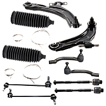 10-Piece Kit Front, Driver and Passenger Side, Lower Control Arm, Includes (2) Control Arm, (2) Steering Rack Boot, (2) Sway Bar Link, and (4) Tie Rod End