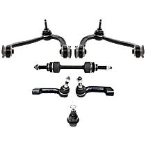 6-Piece Kit Front, Driver and Passenger Side, Upper Control Arm, 4WD,  Includes (1) Ball Joint, (2) Control Arm, (1) Sway Bar Link, and (2) Tie Rod End