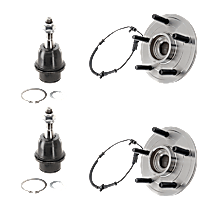 4-Piece Kit Front, Driver and Passenger Side Wheel Hub, 4WD, 5 Lugs, With Bearing, With Sensor, RWD,  Includes (2) Ball Joint and (2) Wheel Hub