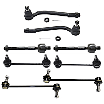8-Piece Kit Front, Driver and Passenger Side, Inner and Outer Tie Rod End, Includes (4) Sway Bar Link and (4) Tie Rod End