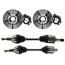 4-Piece Kit Front, Driver and Passenger Side Axle Assembly, New, FWD, 3.6L 6Cyl  Includes (2) Axle Assembly and (2) Wheel Hub