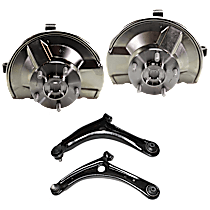 4-Piece Kit Front, Driver and Passenger Side Loaded Knuckle With Rear Disc Brake, With Backing Plate, With Bearing,  Includes (2) Control Arm and (2) Knuckle