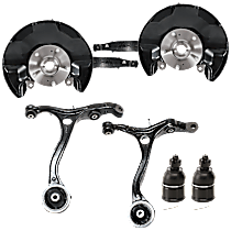 6-Piece Kit Front, Driver and Passenger Side Loaded Knuckle With Backing Plate, With Bearing,  Includes (2) Ball Joint, (2) Control Arm, and (2) Knuckle