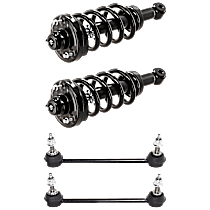 4-Piece Kit Rear, Driver and Passenger Side Fully Loaded Strut, With Rear Coil Spring, 131.0 in. Wheelbase,  Includes (2) Shock Absorber and Strut Assembly and (2) Sway Bar Link