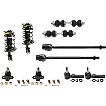 10-Piece Kit Front, Driver and Passenger Side Shock Absorber and Strut Assembly, Includes (2) Ball Joint, (2) Shock Absorber and Strut Assembly, (2) Sway Bar Link, and (4) Tie Rod End