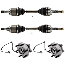4-Piece Kit Front, Driver and Passenger Side Axle Assembly, New, 4WD, 4.0L 6Cyl  Includes (2) Axle Assembly and (2) Wheel Hub