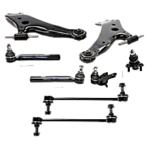 8-Piece Kit Front, Driver and Passenger Side, Lower Control Arm, FWD,  Includes (2) Ball Joint, (2) Control Arm, (2) Sway Bar Link, and (2) Tie Rod End