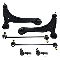 6-Piece Kit Front, Driver and Passenger Side, Lower Control Arm, Includes (2) Control Arm, (2) Sway Bar Link, and (2) Tie Rod End