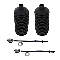 4-Piece Kit Front, Driver and Passenger Side, Inner Tie Rod End,  Includes (2) Steering Rack Boot and (2) Tie Rod End