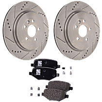 4-Piece Kit Rear Brake Disc and Pad Kit, Cross-drilled and Slotted,  Includes (2) Brake Disc and (1) Brake Pad Set