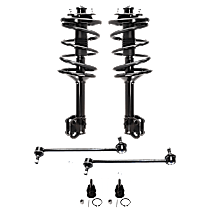6-Piece Kit Front, Driver and Passenger Side Fully Loaded Strut, AWD or FWD,  Includes (2) Ball Joint, (2) Shock Absorber and Strut Assembly, and (2) Sway Bar Link