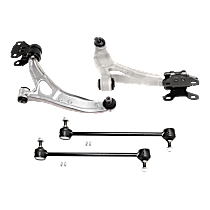 4-Piece Kit Front, Driver and Passenger Side, Lower Control Arm, Includes (2) Control Arm and (2) Sway Bar Link