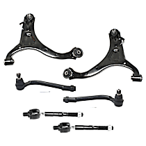 6-Piece Kit Front, Driver and Passenger Side, Lower Control Arm,  Includes (2) Control Arm and (4) Tie Rod End