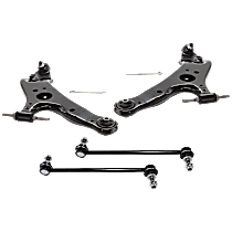 4-Piece Kit Front, Driver and Passenger Side, Lower Control Arm,  Includes (2) Control Arm and (2) Sway Bar Link