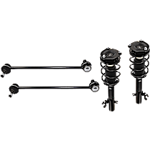 4-Piece Kit Front, Driver and Passenger Side Fully Loaded Strut, Convertible, Hatchback,  Includes (2) Shock Absorber and Strut Assembly and (2) Sway Bar Link