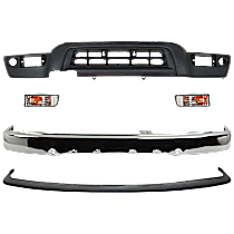 5-Piece Kit Front Bumper,  For Models Without Sport Package, Chrome, Sport Utility,  Includes (1) Bumper, (1) Bumper Trim, (2) Turn Signal Light, and (1) Valance