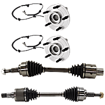4-Piece Kit Front, Driver and Passenger Side Axle Assembly - New 4-Piece Kit, includes (2) Axle Assembly and (2) Wheel Hub