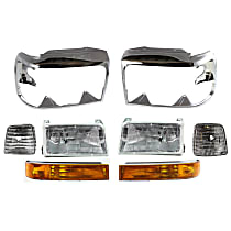 8-Piece Kit Driver and Passenger Side Halogen Headlight, With bulb(s), OE Replacement,  Includes (2) Corner Light, (2) Headlight, (2) Headlight Door, and (2) Turn Signal Light