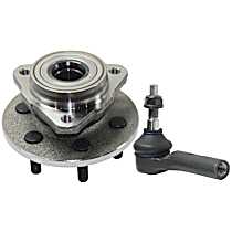 2-Piece Kit Front, Driver or Passenger Side Wheel Hub,  Without ABS sensor, For Models With Rear ABS, Base, 4WD, 6 Lugs, With Bearing,  Includes (1) Tie Rod End and (1) Wheel Hub