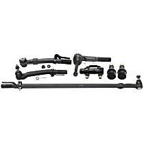 7-Piece Kit Front, Driver and Passenger Side Suspension with Ball Joints, Drag Link, Tie Rod Adjusting Sleeve, and Tie Rod Ends, 4WD