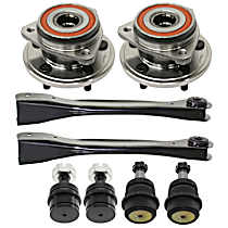 8-Piece Kit Front, Driver and Passenger Side, Upper Control Arm Kit, 4WD,  Includes (4) Ball Joint, (2) Control Arm, and (2) Wheel Hub