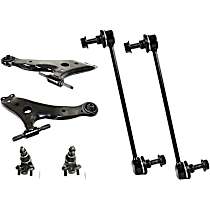 6-Piece Kit Front, Driver and Passenger Side Control Arm Kit, Includes (2) Ball Joint, (2) Control Arm, and (2) Sway Bar Link