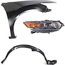 3-Piece Kit Passenger Side HID/Xenon Headlight, Without bulb(s), OE Replacement,  Includes (1) Fender, (1) Fender Liner, and (1) Headlight