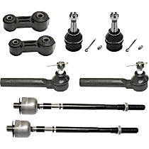 Front, Driver and Passenger Side Suspension Kit, includes Ball Joint, Sway Bar Link, and Tie Rod End
