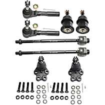 8-Piece Kit Front, Driver and Passenger Side Suspension Kit, Rear Wheel Drive, With Front Coil Spring, Rack Steering Type, 22 (mm) Thread at Steering Rack, Power Steering,  Includes (4) Ball Joint and (4) Tie Rod End