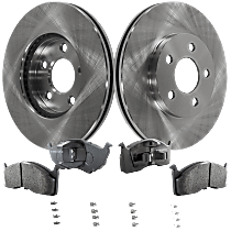 Front Brake Disc and Pad Kit, Plain Surface, 5 Lugs