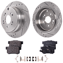 Rear Brake Disc and Pad Kit, Cross-drilled and Slotted, Ceramic