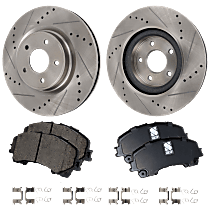Front Brake Disc and Pad Kit, Cross-drilled and Slotted, Ceramic