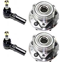 4-Piece Kit Front, Driver and Passenger Side Suspension Kit, Front Wheel Drive,  Includes (2) Tie Rod End and (2) Wheel Hub