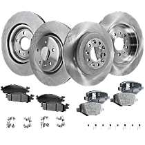 Front and Rear Brake Disc and Pad Kit, Plain Surface, 5 Lugs, Ceramic, Cast Iron, For Models With 325mm Front Disc, Pro-Line SeriesPro-Line Series