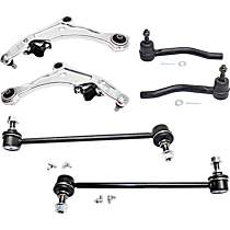 6-Piece Kit Front, Driver and Passenger Side, Lower Control Arm, Front Wheel Drive, includes Sway Bar Links and Tie Rod Ends
