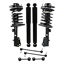 8-Piece Kit Front and Rear, Driver and Passenger Side Suspension Includes Loaded Struts, Shock Absorbers, and Sway Bar Links, FWD