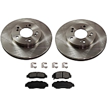 Front Brake Disc and Pad Kit, Plain Surface, 5 Lugs, Ceramic, Cast Iron, Pro-Line Series