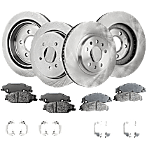 8-Piece Kit Front and Rear Brake Disc and Pad Kit, Plain Surface, 5 Lugs, Ceramic, Standard Suspension, 3.6L 6Cyl, Pro-Line Series  Includes (4) Brake Disc and (2) Brake Pad Set