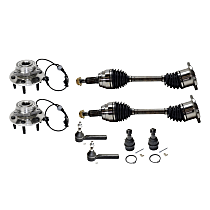 8-Piece Kit Front, Driver and Passenger Side Suspension Kit, 4WD, For Models With Cast Iron Arm, 4.150in. Length, Supplied with Standard Neoprene Outboard Boot, (With Active Sensor), includes (2) Axle Assembly, (2) Ball Joint, (2) Tie Rod End, and (2) Wheel Hub