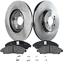 4-Piece Kit Front Brake Disc and Pad Kit, Plain Surface, 5 Lugs, 329.95 mm, Ceramic, Base, 3.7L 6Cyl, Pro-Line Series  Includes (2) Brake Disc and (1) Brake Pad Set