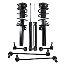 8-Piece Kit Front and Rear, Driver and Passenger Side Suspension with Loaded Struts, Shock Absorbers, and Sway Bar Links, Fits 55MM Lower Strut Housing