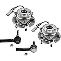 2-Wheel Set Front, Driver and Passenger Side Wheel Hub, 4-Wheel ABS, includes Tie Rod Ends